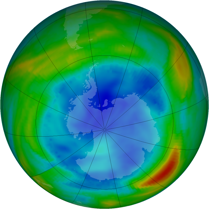 Antarctic ozone map for 03 August 1998
